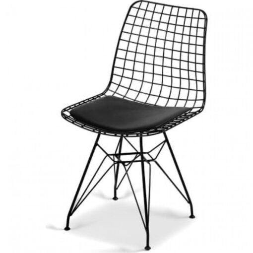 Scaun Arcedia Negru, Metal Perna Negru, 55 cm x 45 cm x 80 cm - imagine 3