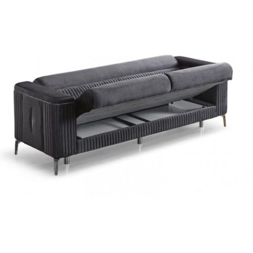 Canapea Zenveri Majestic, Gri, 3 locuri, 226x95 (113 cu pad) x h 94 cm - imagine 3