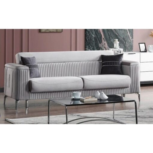 Canapea Zenveri Majestic, Gri, 3 locuri, 226x95 (113 cu pad) x h 94 cm - imagine 2