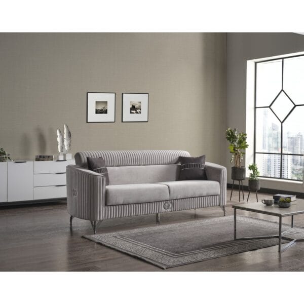 Canapele extensibile Zenveri Majestic, Gri, 3 locuri, 225x87 (113 cu pad) x h 94 cm - Görsel 3
