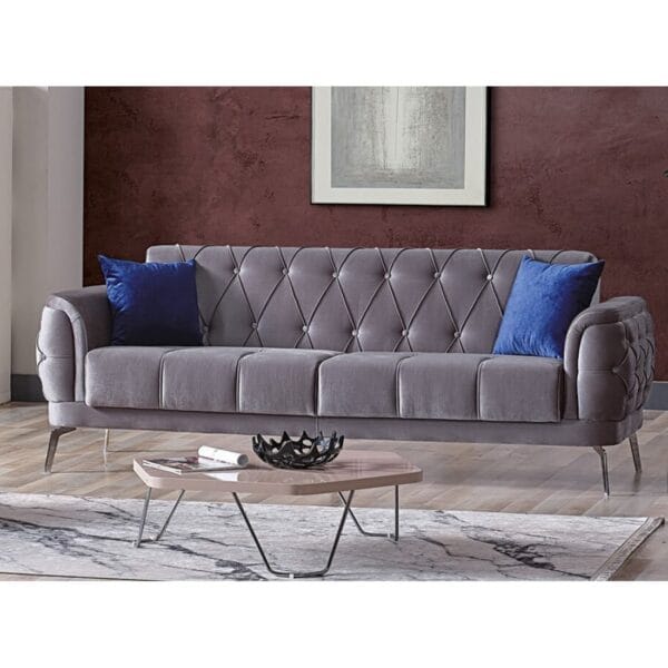 Canapea Extensibile DELUXE, Gri, 3 locuri, 230x85x 83 cm - Görsel 2