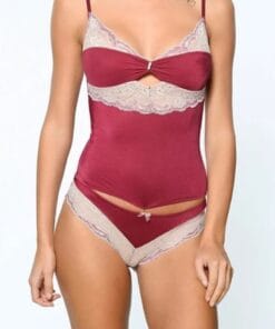 Pierre Cardin 4394 Elena Set Top și Pantaloni Scurți cu Pietre – Bordo